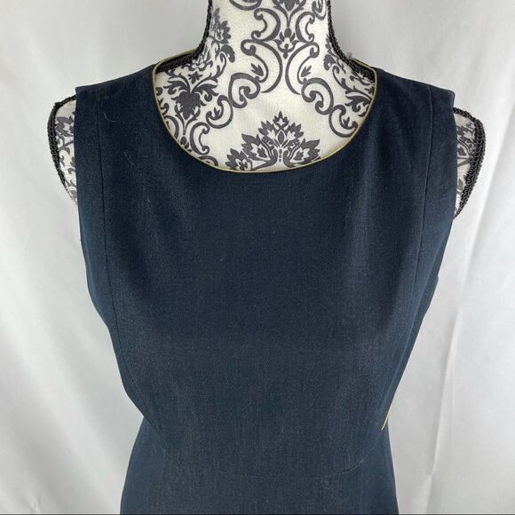 Tahari Exposed Zipper Pencil Dark Wash Midi Dress - Picture 2 of 10